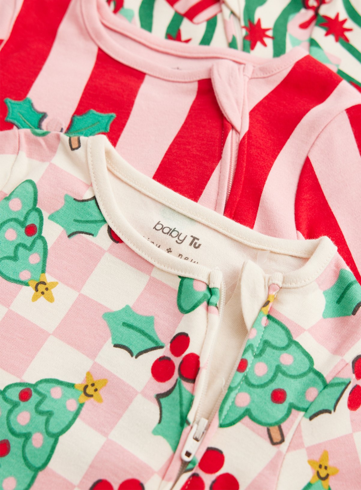 Christmas Red, Green & White Sleepsuits 3-Pack 18-24 months - Image 2 thumbnail